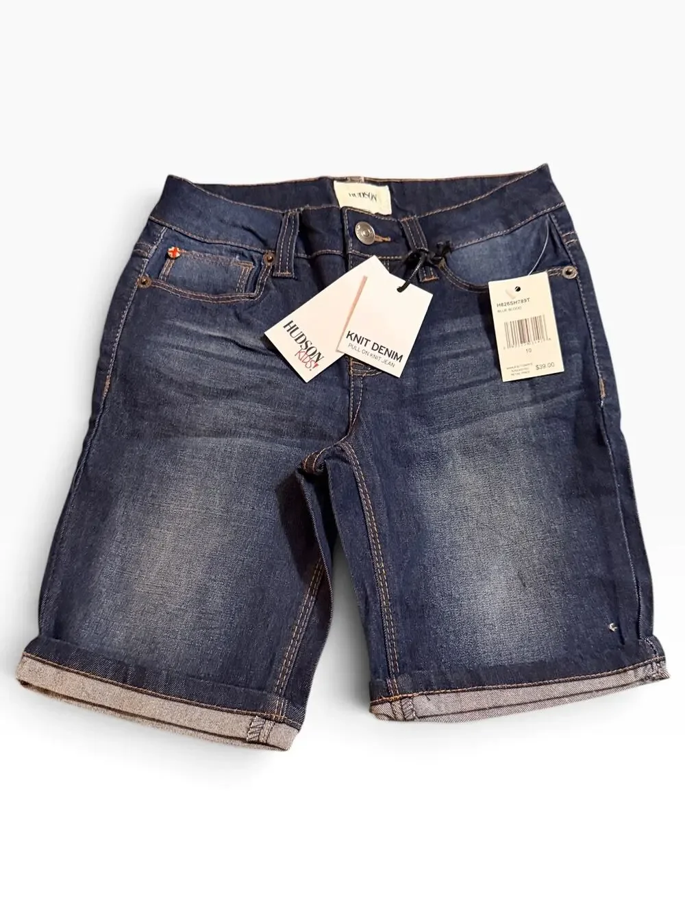 NWT Hudson Kids Knit Denim Bermuda Shorts Girls 10 Blue Blood Stretch